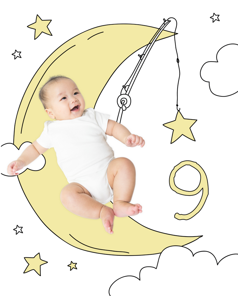 Moon Stars Sketch Baby Photo Backdrop Photo Prop Background Monthly Pictures Milestone Backdrop