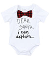 baby boy christmas oufit funny onesie buffalo plaid first christmas newborn bow tie suspenders