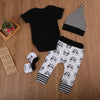 Baby Boy Skeleton Skull Romper Pants Hat Mittens Set Baby Shower Gift Punk Rock Stripes