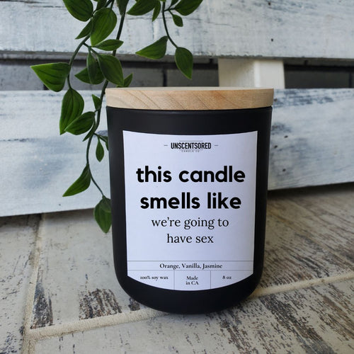 matte black grey luxury wooden wick funny candle this candle smells like we're going to have sex