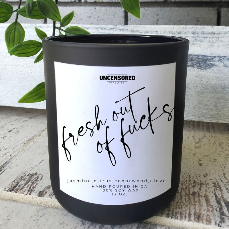 Fresh Out of Fucks Luxury Candle Gift for Her Him Funny Gift luxury wooden wick candles with funny sayings  wooden top
