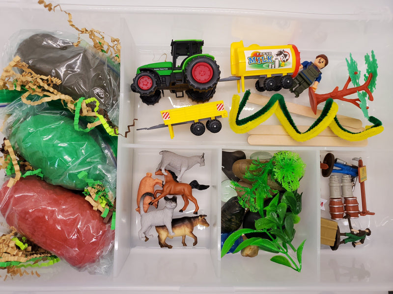 Play Dough Kit, Farm Play Dough Kit, Play Farm Kit, Sensory Kit, Play Dough Sensory Busy Box, Kids Gift, Down on the Farm, Little Farmer
