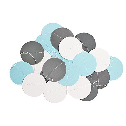 23 Pcs Blue White Happy Birthday 1st Baby Shower Party Wedding Favors Hanging Decorations Kit with Paper Tissue Flowers Tassel Hangings and Dots Garlands Decorations