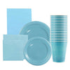 JAM Paper Party Supply Assortment Pack - Sea Blue - Plates (2 Sizes), Napkins (2 Sizes), Cups (1 pack) & Tablecloth (1 pack) - 6/pack