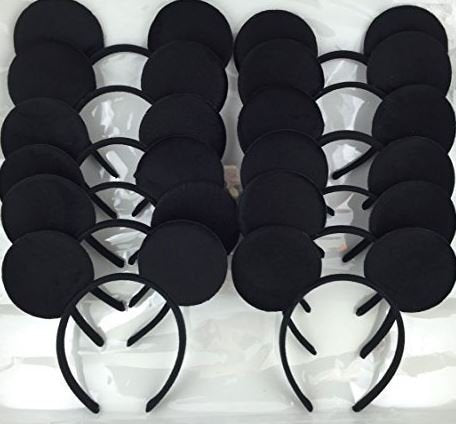 Mickey Minnie Mouse Costume Deluxe Fabric Ears HeadbandSet of 12 (Mickey)