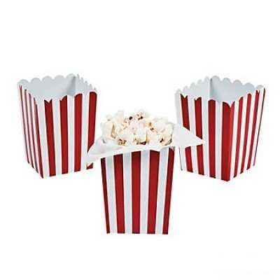 Mini Red Striped Popcorn Boxes - 24 ct by Party Supplies