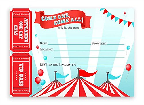 Circus Invitations - Carnival Invitations - 10 Invitations 10 Envelopes