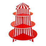 3 Tier Cupcake Foam Stand with Circus Carnival Tent Design for Desserts, Birthdays, Decorations