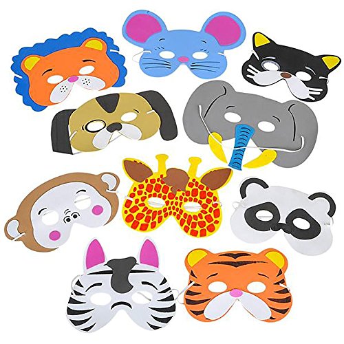 Rhode Island Novelty 12 Assorted Foam Animal Masks for Birthday Party Favors Dress-Up Costume