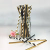 Biodegradable Stripe Straws Gold and Black Paper Drinking Straws for Party 100 Pcs 7.75 Inches for Adult and Kids by Youmewell