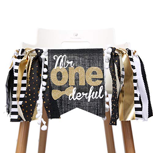 WAOUH Mr Onederful Banner for 1st Birthday - First Birthday High Chair Decoration for Baby's,Theme Garland for Birthday Party,Photo Booth Props (Mr Onederful High Chair Banner)