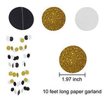 Wartoon 43 Pcs Paper Pom Poms Flowers Tissue Balloon Tassel Garland Polka Dot Paper Garland Kit for Birthday Wedding Party Decorations - Black and Gold