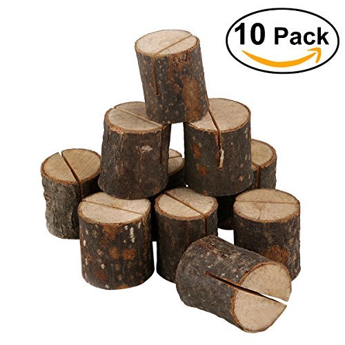 OULII Wedding Place Wooden Card Holders Table Number Stands for Home Party Decorations Pack of 10