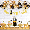 Hombae Mr Onederful Birthday Decorations Supplies Kit, Mr. Onederful 1st Birthday Boy Party Decorations, Dapper Themed Bday Banner, Cake Topper, Black & Gold Balloons Garland