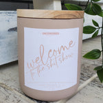 welcome to the shit show Luxury Candle Gift for Her Him Funny Gift for moms home decor wooden wick candles with funny sayings  wooden top blush