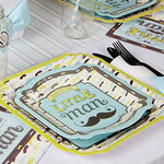 Dashing Little Man Mustache - Baby Shower or Birthday Party Tableware Plates, Cups, Napkins - Bundle for 16