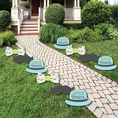 Dashing Little Man Mustache Party - Lawn Decorations - Outdoor Baby Shower or Birthday Party Yard Decorations - 10 Piece