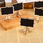 10Pcs Mini Wooden Chalkboard Blackboard Message Table Number Sign with Base Stand for Wedding Party Decor ( Color : Gold )