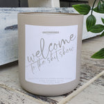 welcome to the shit show Luxury Candle Gift for Her Him Funny Gift for moms home decor wooden wick candles with funny sayings  wooden top grey