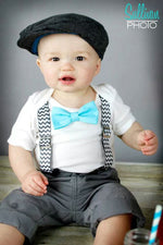 Boys First Birthday Outfit - Baby Boy Birthday Clothes - Grey Chevron Birthday Number Outfit - 1st Birthday - Aqua Grey - Cake Smash