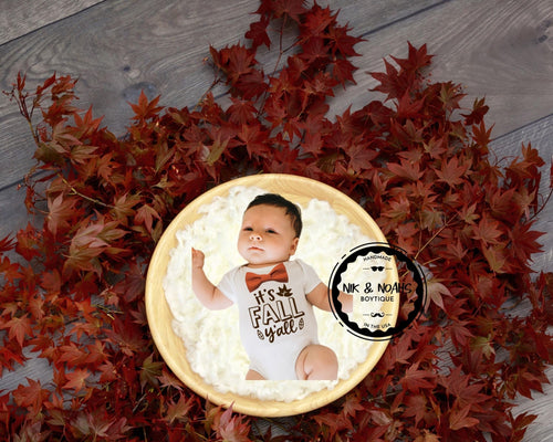 baby boy its fall yall onesie with bow tie cute thanksgiving outfits pumpkin patch fall