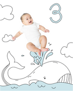Whale Ocean Sketch Baby Photo Backdrop Photo Prop Background Monthly Pictures Milestone Backdrop