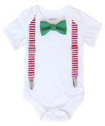 Baby Boy Outfit for Christmas - Santa Picture Outfit - Suspenders Bow Tie - Legwarmers - Newborn - Toddler - 1st Christmas - Christmas Card
