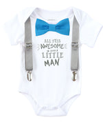 Newborn Boy Coming Home Outfit Blue and Grey - Baby Boy Clothes - Gray - Coming Home Set - Baby Shower Gift Baby Boy - Awesome Little Man - Coming Home Onesie - Newborn Boy Onesie