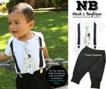Coming Home Outfit Baby Boy Hello Hi Black and White - Take Home Hospital Outfit Newborn - Hipster Newborn Boy Clothes - Tie and Suspenders - Monochrome black and white coming home onesie