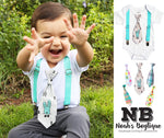aby Boy Easter Outfit - Easter Bunny Tie and Suspenders - Easter Outfit Newborn - First Easter - Easter Shirt - Toddler - Infant - Plaid - Easter Onesie