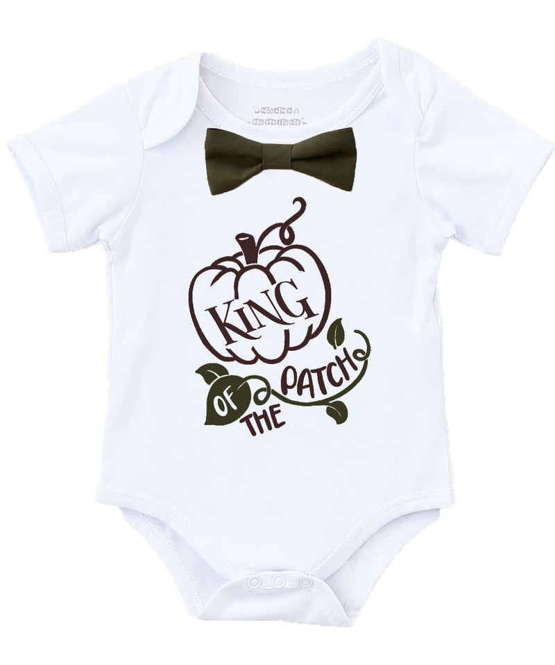 baby boy thanksgiving outfit bow tie shirt onesie king of the patch pumpkin fall 
