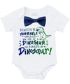 Baby Boy Dinosaur Outfit with Blue or Green Bow Tie - New Baby Gift Ideas for Boys - Dinosaur Birthday Outfit - Clothes for Toddler Boys