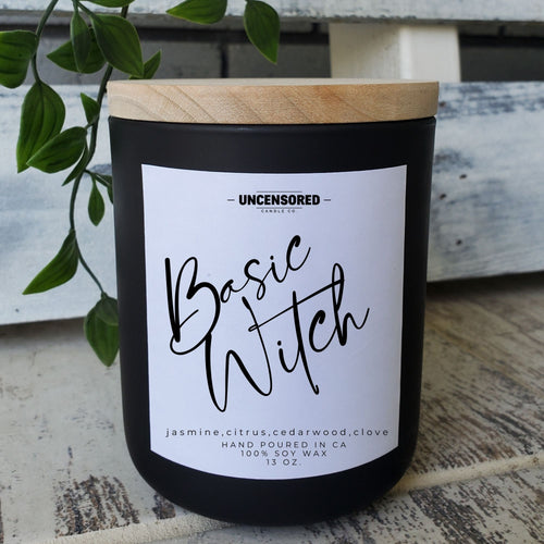 basic witch wood wick essential oil soy candle uncensored candle co black candles