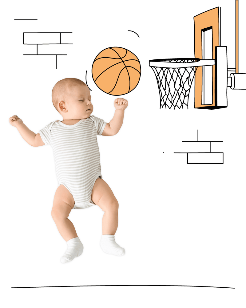 Basketball Sketch Baby Photo Backdrop Background Illustration Monthly Pictures Milestone Backdrop