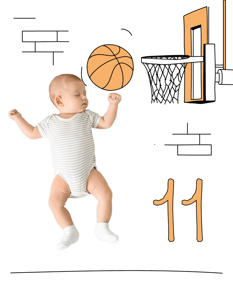 Basketball Sketch Baby Photo Backdrop Background Illustration Monthly Pictures Milestone Backdrop