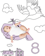 Stork Announcement Sketch Baby Photo Backdrop Photo Prop Background Monthly Pictures Milestone Backdrop