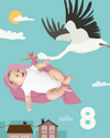 Stork Baby Photo Backdrop Background Announcement Adventure Monthly Pictures Milestone Backdrop