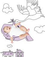 Stork Announcement Sketch Baby Photo Backdrop Photo Prop Background Monthly Pictures Milestone Backdrop