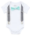 Baby Boy Outfit - Black and Mint Baby Boy Clothes - Baby Boy Outfits - Black Chevron Suspenders Mint Bow Tie - Hipster - Clothing Set