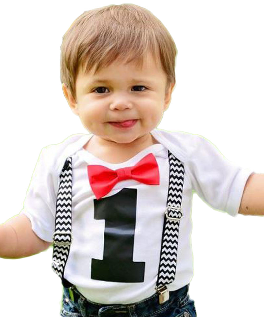 Smash Cake Outfits Baby Boy Black Chevron Red Bow Tie