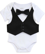 Baby Boy Tuxedo - Black and White - Infant Tux - Wedding - Baby Boy Clothes - Baby Outfit - Newborn Tuxedo - Black Suit - Church - Bow Tie - Noah's Boytique - Noahs Boytique