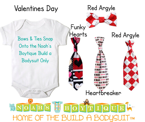 Baby Bow Ties for Noah's Boytique Build a Bodysuit - Snap On Bow Ties - Bow Ties for Babies - Bow Tie Outfit - Bowtie - Valentines Day - Red - Noah's Boytique