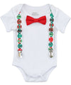 Ugly Sweater Party Christmas Outfit Baby Boy - Suspenders Bow Tie - Funny Christmas - Santa Picture Outfit - Newborn Boy - Infant - Toddler