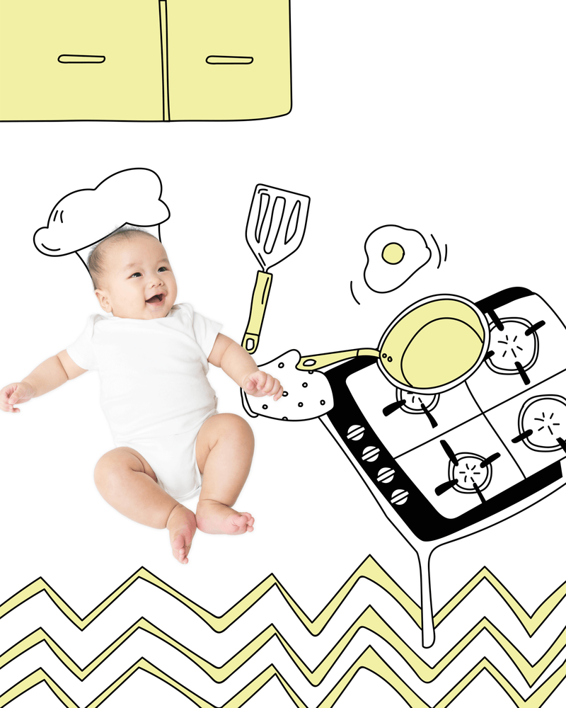 Chef Cooking Sketch Baby Photo Backdrop Background Illustration Monthly Pictures Milestone Backdrop