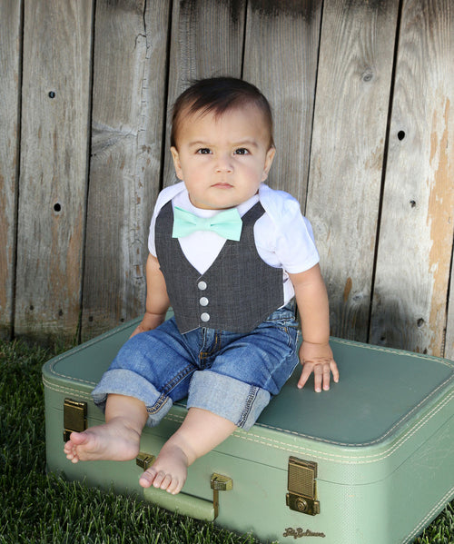 Baby Boy Clothes - Outfit For Weddings - Boys Shirt - Toddler - Ring Bearer Outfit - Spring Wedding - Mint and Grey - Turquoise - Lavender