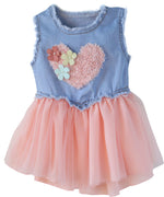 Baby Toddler Denim with Pink Heart Country Dress