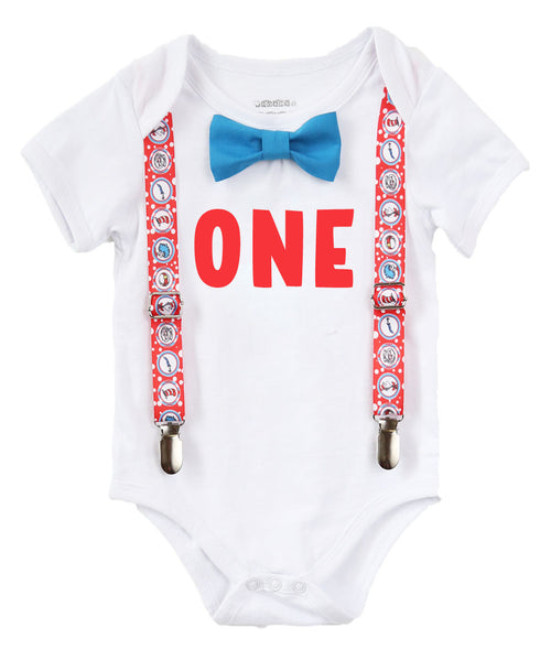 baby boy dr seuss cat in the hat thing 1 things 2 first birthday outfit shirt onesie theme party