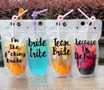 drink pouches clear with funny sayings straw drinking party tailgating bbq pool party camping concerts reusable plastic flask  bachelorette party cups im the fucking bride team bride glasses