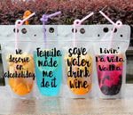 drink pouches clear with funny sayings straw drinking party tailgating bbq pool party camping concerts reusable plastic flask drink bag