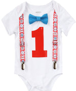Dr. Seuss First Birthday Outfit Baby Boy Cat in the Hat Thing